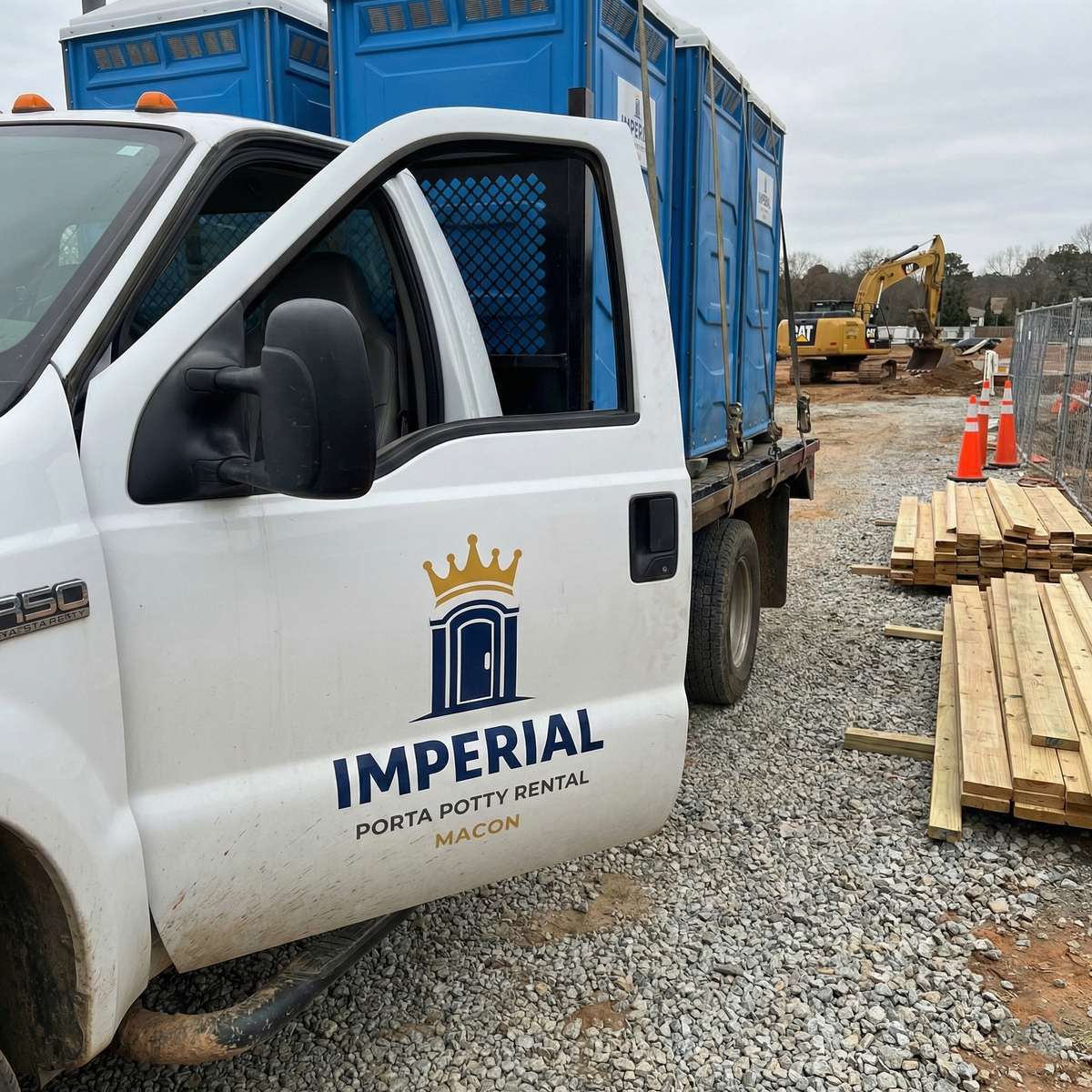 Delivery truck at an active construction site